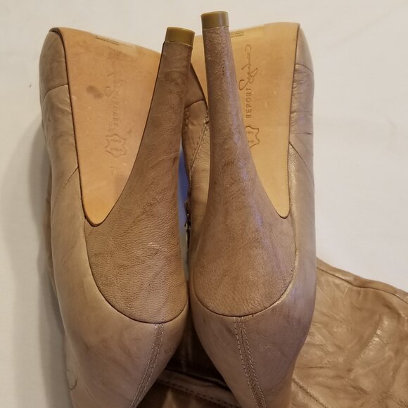 Report Signature Fairfax 2 Tan Leather Over The Knee Stiletto Boots 7.5M - Picture 14 of 16